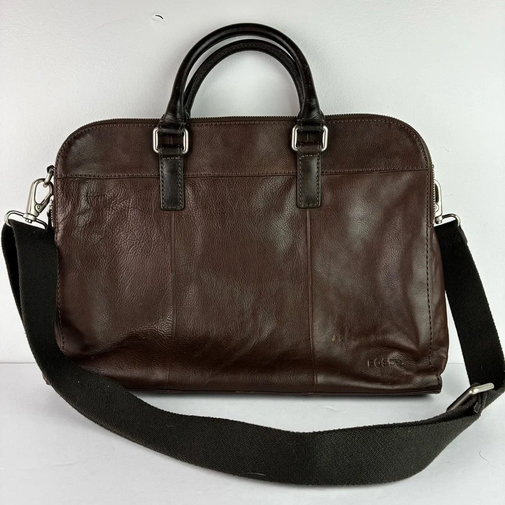 Fossil Mercer Leather Laptop Messenger Briefcase Bag